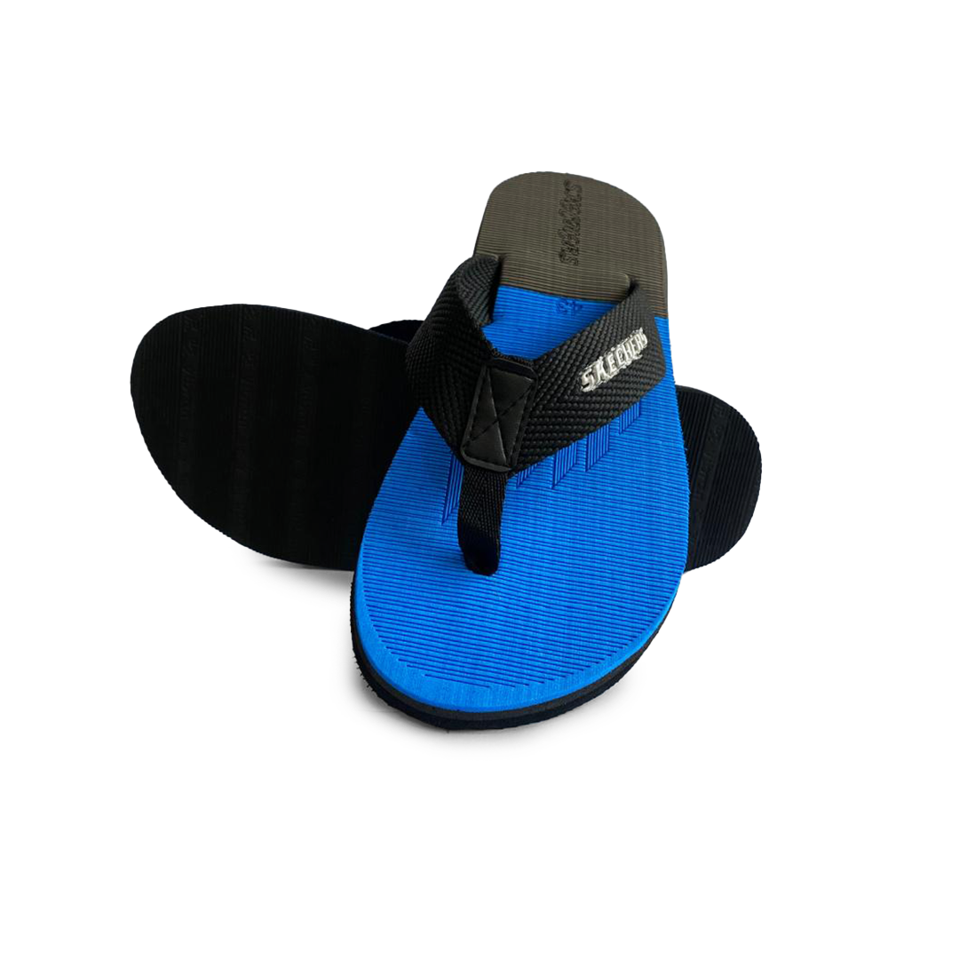 S-K-E-C-H-E-R-S Blue Cross Slippers.